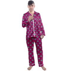 Calavera Cat Art Pattern Men s Long Sleeve Satin Pajamas Set by ExtraAwesomeSauce