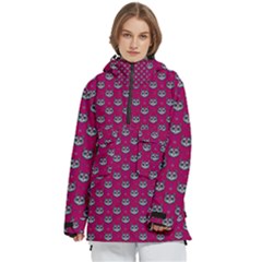 Calavera Cat Art Pattern Women s Pullover Zip Ski And Snowboard Waterproof Breathable Jacket by ExtraAwesomeSauce