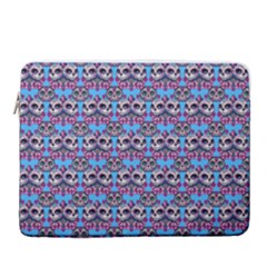 Colorful Sugar Skull Cat Pattern 15  Vertical Laptop Sleeve Case With Pocket by ExtraAwesomeSauce