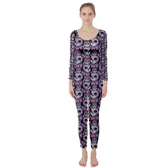 Sugar Skull Cat Pattern Long Sleeve Catsuit by ExtraAwesomeSauce