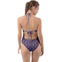 Sugar Skull Cat Pattern Halter Cut-Out One Piece Swimsuit View2