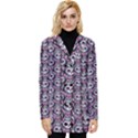 Sugar Skull Cat Pattern Button Up Hooded Coat  View1