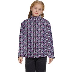 Sugar Skull Cat Pattern Kids  Puffer Bubble Jacket Coat by ExtraAwesomeSauce