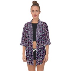 Sugar Skull Cat Pattern Open Front Chiffon Kimono by ExtraAwesomeSauce