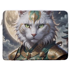 Epic Armored Cat Warrior 17  Vertical Laptop Sleeve Case With Pocket by ExtraAwesomeSauce