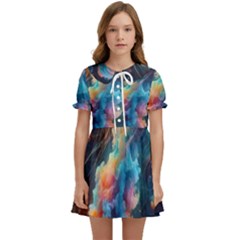 Cosmic Jellyfish Artwork Kids  Sweet Collar Dress by ExtraAwesomeSauce