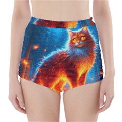 Enchanted Fire Feline High-waisted Bikini Bottoms by ExtraAwesomeSauce
