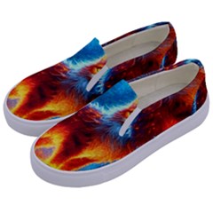 Enchanted Fire Feline Kids  Canvas Slip Ons by ExtraAwesomeSauce