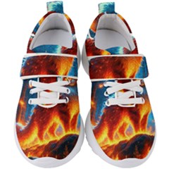 Enchanted Fire Feline Kids  Velcro Strap Shoes by ExtraAwesomeSauce