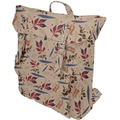 Leaves Pattern Teal Seamless Fall Buckle Up Backpack by Posterlux