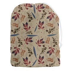 Leaves Pattern Teal Seamless Fall Drawstring Pouch (3xl) by Posterlux