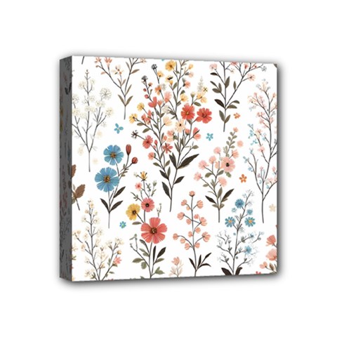 Flowers Design Floral Mini Canvas 4  X 4  (stretched) by Posterlux