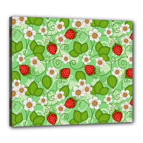 Strawberries Pattern Seamless Canvas 24  X 20  (stretched) by Posterlux