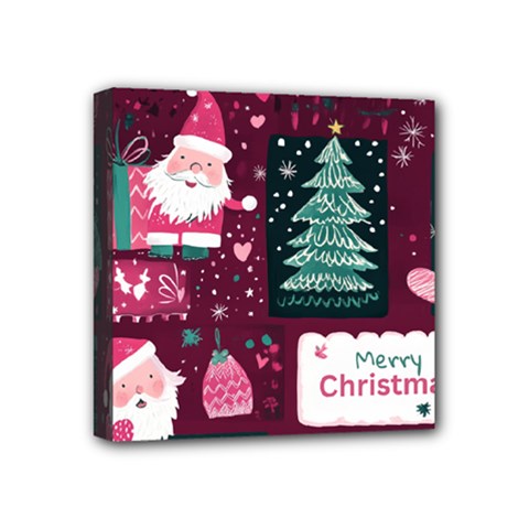 Christmas Santa Claus Mini Canvas 4  X 4  (stretched) by Posterlux