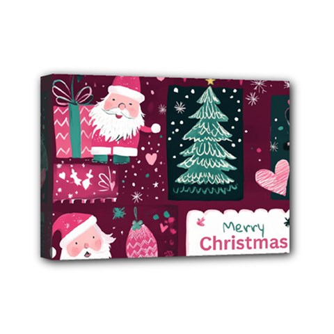 Christmas Santa Claus Mini Canvas 7  X 5  (stretched) by Posterlux