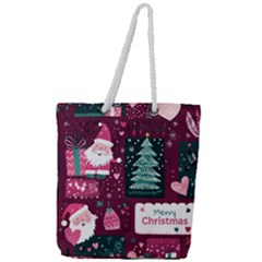 Christmas Santa Claus Full Print Rope Handle Tote (large) by Posterlux