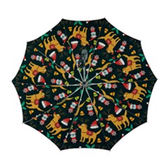 Funny Christmas Pattern Background Automatic Folding Umbrella With Case (large) by Ket1n9