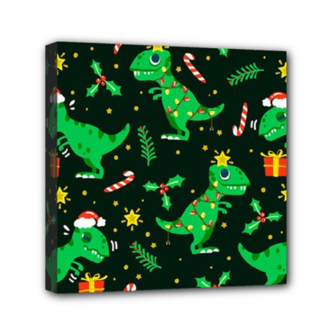 Christmas Funny Pattern Dinosaurs Mini Canvas 6  X 6  (stretched) by Ket1n9