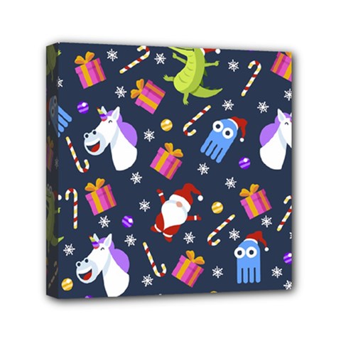 Colorful Funny Christmas Pattern Mini Canvas 6  X 6  (stretched) by Ket1n9