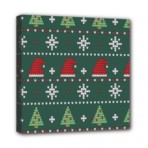 Beautiful Knitted Christmas Pattern Mini Canvas 8  X 8  (stretched) by Ket1n9