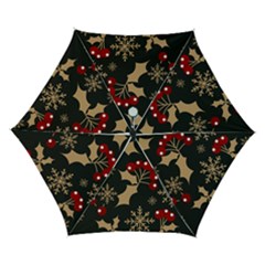 Christmas Pattern With Snowflakes Berries Automatic Folding Umbrella With Case (small) by Ket1n9