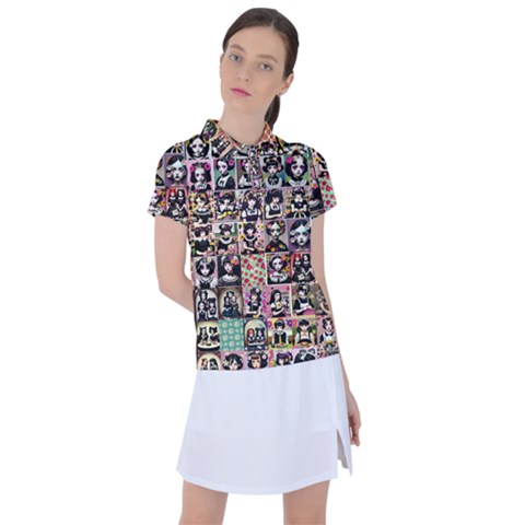 Spanish Gothic Girls Pattern Women s Polo T-shirt by violetheavensky