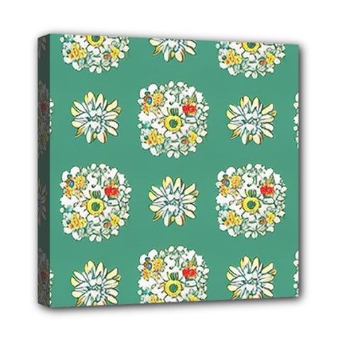 Retro 1960s Flowers Pattern 2 Mini Canvas 8  X 8  (stretched) by violetheavensky