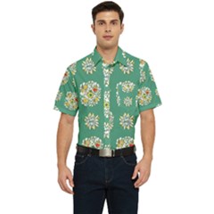 Retro 1960s Flowers Pattern 2 Men s Short Sleeve Pocket Shirt  by violetheavensky