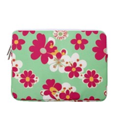 Retro 1960s Flowers Pattern 13  Vertical Laptop Sleeve Case With Pocket by violetheavensky