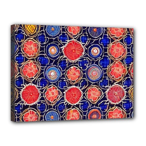 Retro Geometric Shapes And Flowers 3 Canvas 16  X 12  (stretched) by violetheavensky