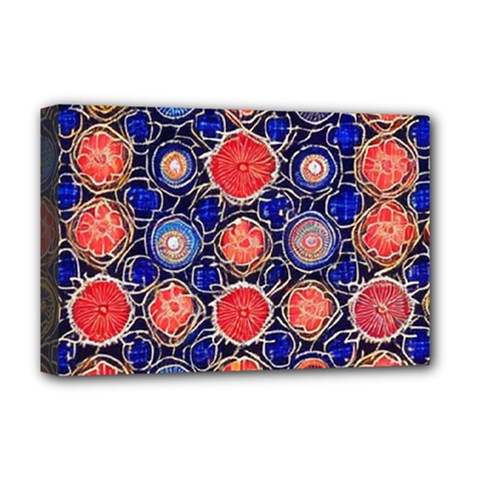 Retro Geometric Shapes And Flowers 3 Deluxe Canvas 18  X 12  (stretched) by violetheavensky