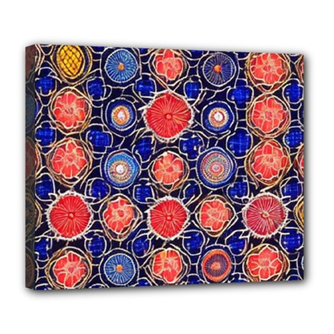 Retro Geometric Shapes And Flowers 3 Deluxe Canvas 24  X 20  (stretched) by violetheavensky