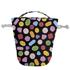 Ecstasy Pills Pattern Drawstring Bucket Bag by Valentinaart