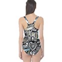 New York City Nyc Broadway Doodle Art One Piece Swimsuit View2