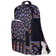 Chartres Cathedral Notre Dame De Paris Stained Glass Double Compartment Backpack by Grandong