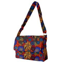 Mid Century Retro Floral 1970s 1960s Pattern 69 Full Print Messenger Bag (l) by violetheavensky