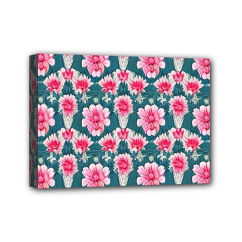 Retro 1880s Flowers Pattern 22 Mini Canvas 7  X 5  (stretched) by violetheavensky