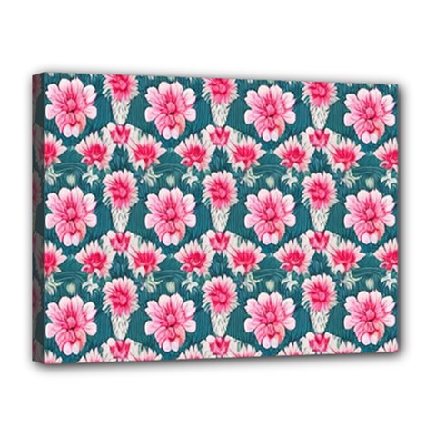 Retro 1880s Flowers Pattern 22 Canvas 16  X 12  (stretched) by violetheavensky