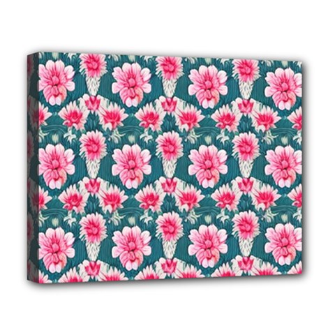 Retro 1880s Flowers Pattern 22 Deluxe Canvas 20  X 16  (stretched) by violetheavensky