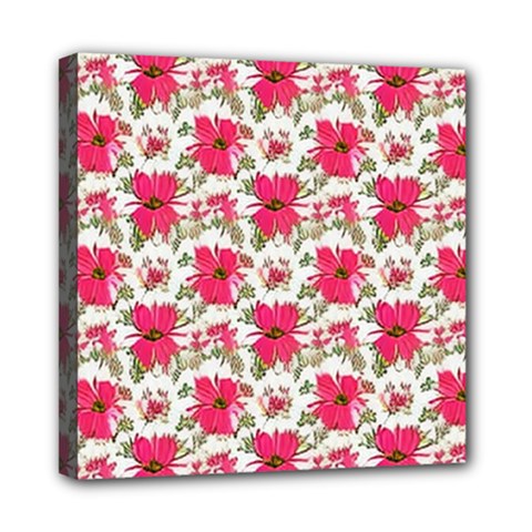 Retro 1880s Flowers Pattern 14 Mini Canvas 8  X 8  (stretched) by violetheavensky