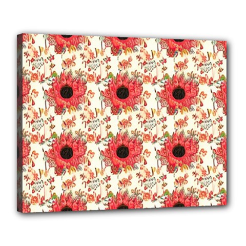 Retro 1880s Flowers Pattern 23 Canvas 20  X 16  (stretched) by violetheavensky