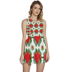 Retro 1880s Flowers Pattern 13 Sleeveless High Waist Mini Dress by violetheavensky