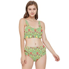 Retro 1880s Flowers Pattern 17 Frilly Bikini Set by violetheavensky