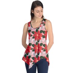 Poinsettia Pattern Seamless Pattern Christmas Xmas Sleeveless Tunic by Paksenen
