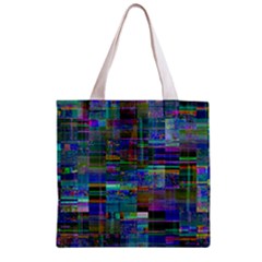 Glitch Chaos Print Zipper Grocery Tote Bag by dflcprintsclothing