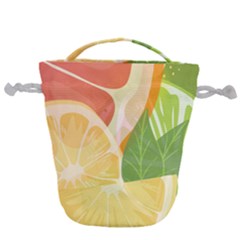 Citrus Fruit Healthy Vitamin Drawstring Bucket Bag by Paksenen