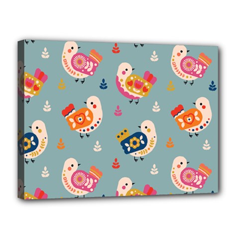Cute Bird Pattern Canvas 16  X 12  (stretched) by designsbymallika