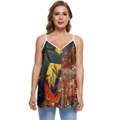 Star Lantern Lighting Casual Spaghetti Strap Chiffon Top by Paksenen