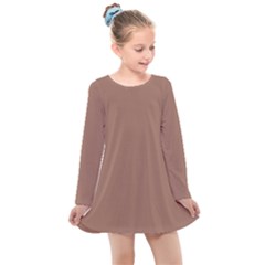 Mocha Mousse Hex Code #a47864 Kids  Long Sleeve Dress by dressshop