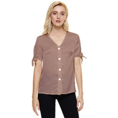 Mocha Mousse Hex Code #a47864 Bow Sleeve Button Up Top by dressshop